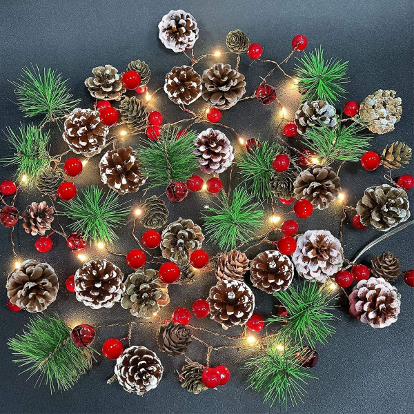 Krans med lys Julelys Batteridrevet, 7 fot 20led julekrans med lys Forbelyst krans mantel Garland, juledekorat