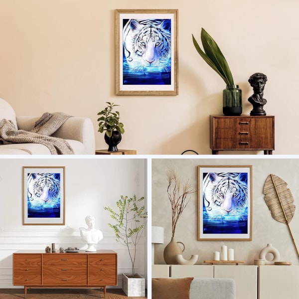 5D Diamond Painting Tiger, DIY Full Diamond, Animal Diamond Painting Kit, Diamond Arts Craft for Home Wall Decoration 30 x 40cm