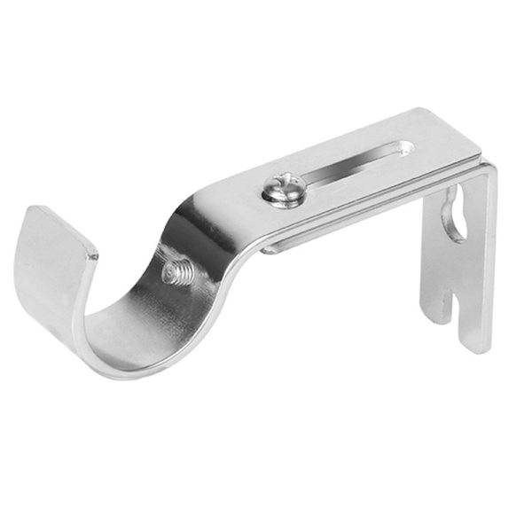 Justerbara Gardinstångs Väggfästen, Set om 4, Silver Nickel + Svart - Gardinstångs Fästen Allmän Justerbar Gardinstångshållare