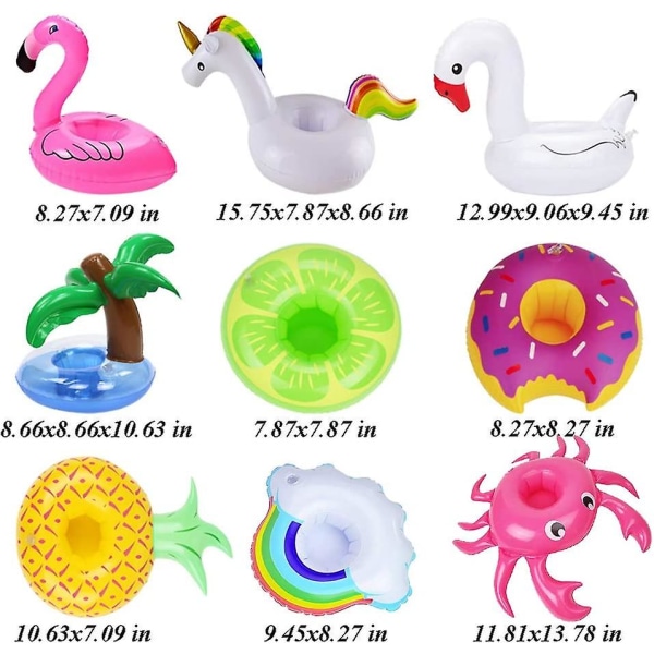 Oppblåsbar drikkeholder, 15-pack drikkeflyter Oppblåsbare koppholdere Flamingo-underlegg for svømmebassengfest, med luftpumpe