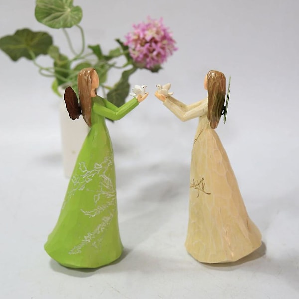 Sød Mors Dag Ornament Mikrolandskab Statue Gave Harpiks Håndværk Skrivebords Have Have Dekoration Grøn Bælte Blomsterpotte