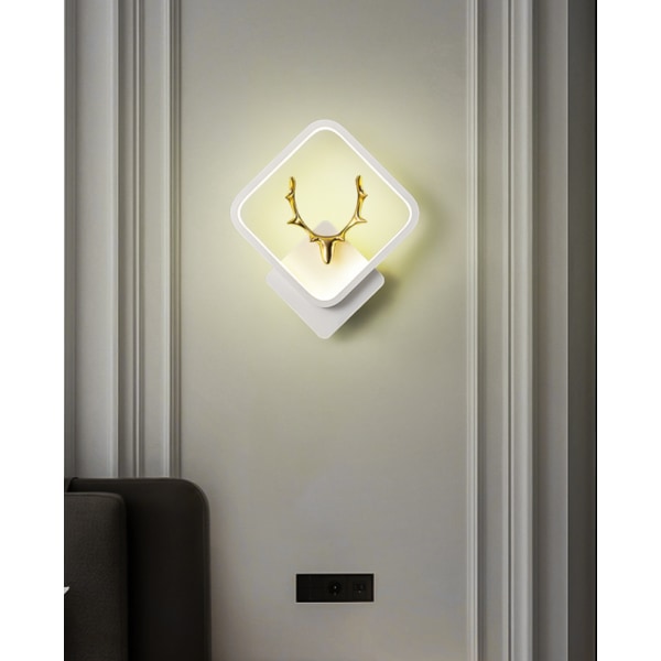 Vegglampe LED innendørs motevegglampe kreativ soverom stuelampe, Hvit, 25,5 * 30 cm, 24w, trefarget lys (hvitt lys + varmt lys + wa
