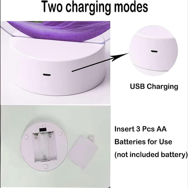 Purple Sand Art Night Light for Nursery with Remote Control Dimmable 7 Colors USB Rechargeable