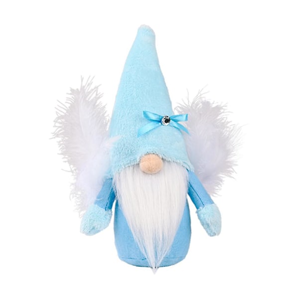 Julengel Gnome Winged Gnome Tomte Santa Statue Plysj Alve Toy Supply Blue