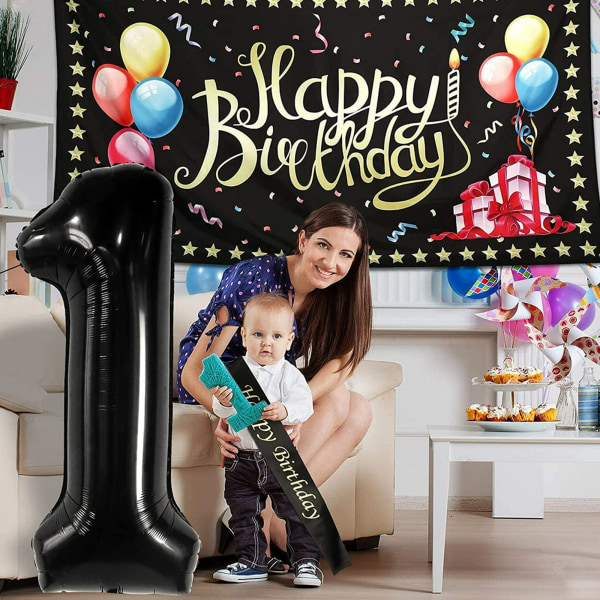 40 tums svarta ballonger folieballong digital födelsedagsfest dekoration leveranser