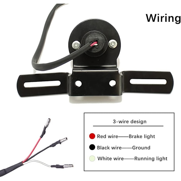 Motorcykel Baglygte med Nummerpladeholder Retro Baglygte LED til Cafe Racer Custom Bobber Chopper - Rund