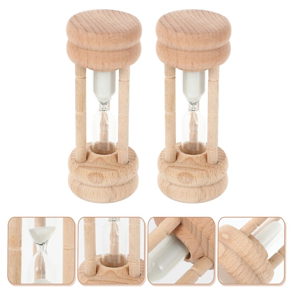 2 stk Træ Gave Tidsglas Bambus Kunst Timer Pynt Fint Soveværelse OrnamentTræ10x3.5cm