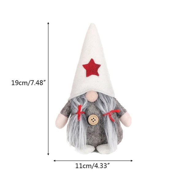 Julstjärnahatt Svensk Jultomte Nisse Plyschdocka Ornament Handgjord Grå