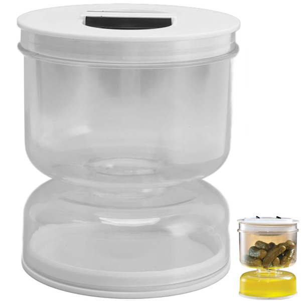 Pickles och olivtimglasburk, Pickle Flip-burk separerad från vått och torrt, Pickle-burk med silvridning för lufttät förvaring av livsmedel