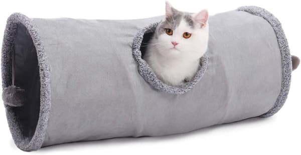 Foldable Cat Tunnel, Durable Suede Cat Toy Tunnel H