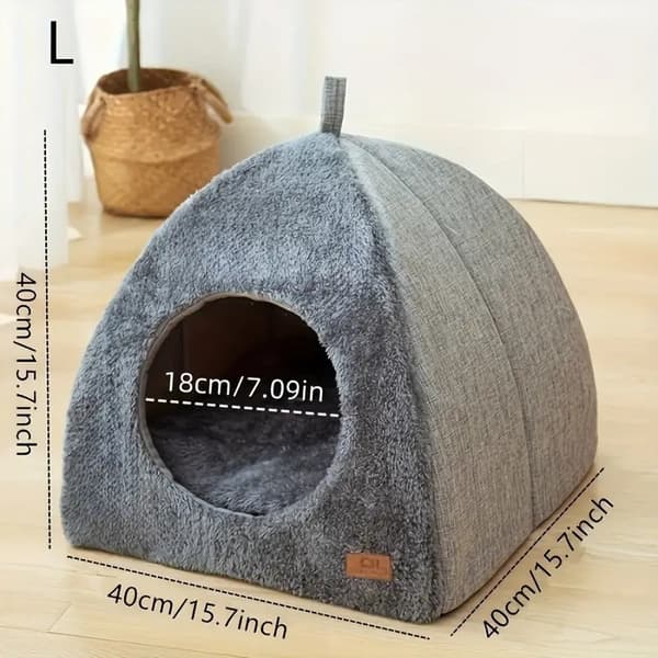 Cat Cave Bed for Cats and Small Dogs - Tent Igloo with Removable Washable Mat