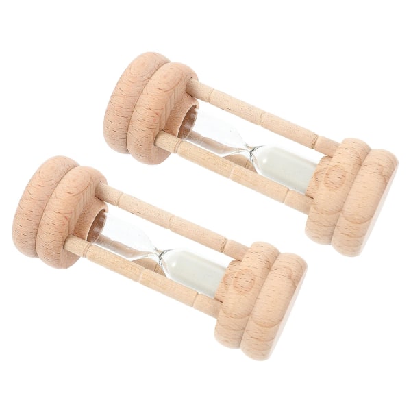 2 stk Tre Sandklokke Bambus Kunst Timer Pynt Utsøkt Soverom OrnamentTre10x3.5cm