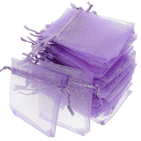 50 st Organza Godispåsar Smycken Inslagningspåsar Bärbara Dragkedjepåsar Lila 12x9x0.1cm