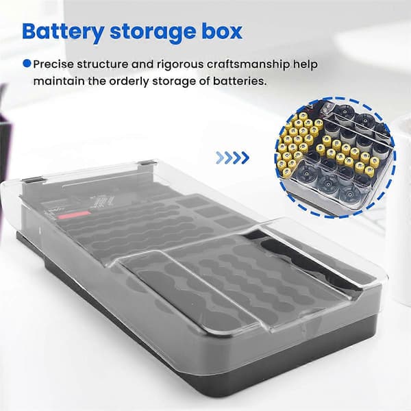 Battery Storage Case, Organizer with Hinged Clear Lid, with Battery Tester, Holds 93 Batteries