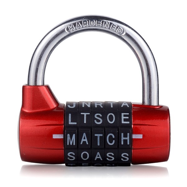 Gym Locker Lock,5 Letter Heavy Duty Alloy Padlock Password Sturdy Security Padlock-Easy to Set Your Own Keyless Resettable Combo-Red