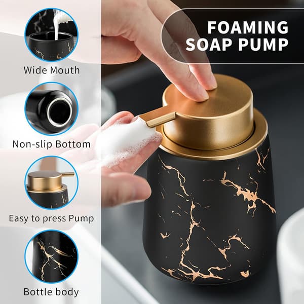 Keramisk Sæbedispenser Til Skum Og Lotion Med Let Trykpumpe Sort 12,5x8,5cm