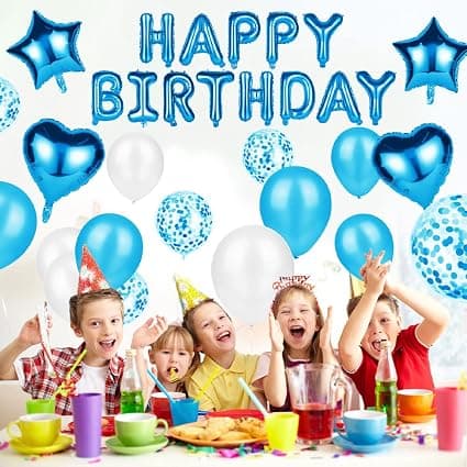 25 festdekorasjoner til bursdagsfest (blå), rosegull happy b