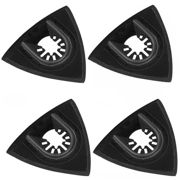 Set med 4 universella triangulära slipplattor för oscillerande multiverktyg, snabbkoppling, 76 mm, svart