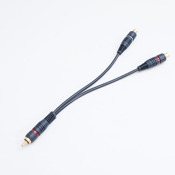 RCA-lydkabeldeler RCA Y-adapterkabel 20 cm RCA til JACK 1 han til 2 hun-RCA-kabel til subwoofer Phono (RCA Y-kabel, 2 stk., blå)