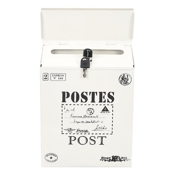 Lås Postkasse Retro Postkasse Vægmonteret Brevkasse Avispostkasse Til HjemHvid29x22cm White 29x22cm