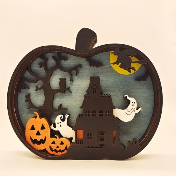 Opplyst tre Halloween-dekorasjon, tre gresskardekorasjon