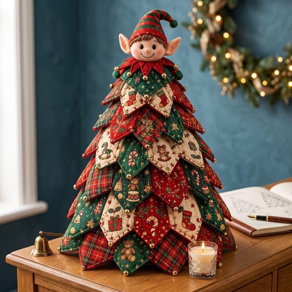 DIY Halloween Quilted Fabric Tree Kit, 3D Sewing Craft Halloween Tree I