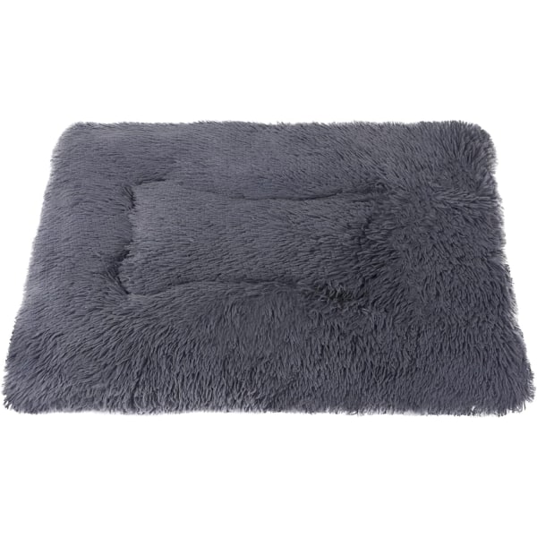 Machine Washable Dog Mat Double Sided Dog Bed Cover Usable Pet Bed (L 100/75CM, Dark Grey)