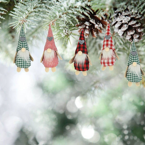 Julepynt Hængende Ornament Nissehue Tomtees Plys Juletræstop