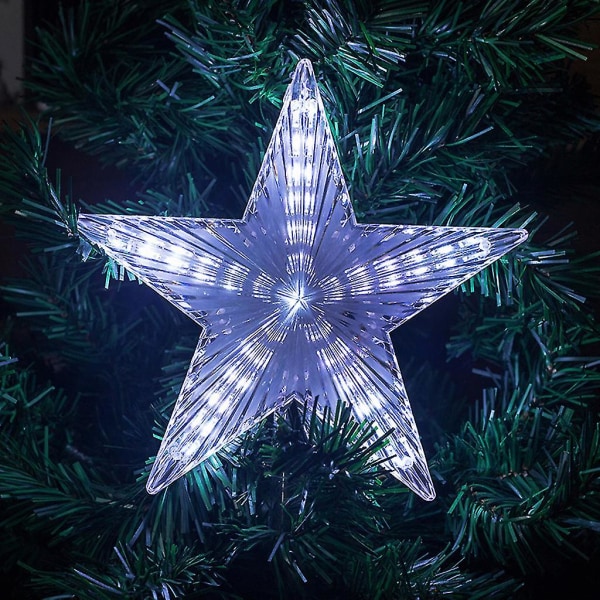 Joulutähtipuun latta värikkäillä LED-valoilla paristokäyttöisellä puunlattimella