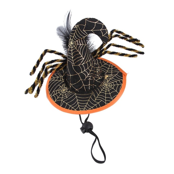 Hat Halloween-asu Kissanpentu pentu söpöllä hämähäkkikuvioisella mustalla