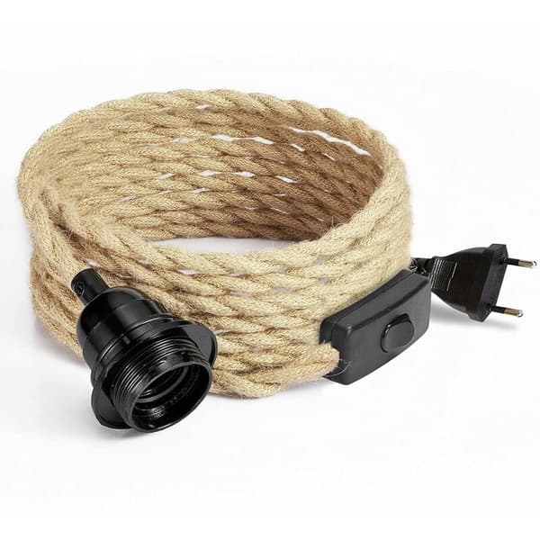4,5M 2-leder linneelektrisk kabel, med E27-sokkel og bryter