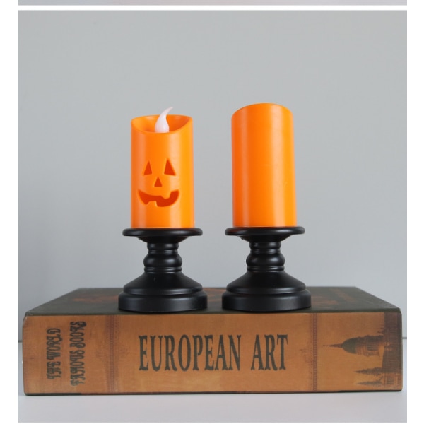 Halloween-kurpitsa LED-valo Flameless-kynttilä Elektroniset kynttilät Halloween-juhliin Koti-koristeluun 2 kpl