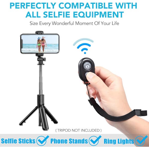 2-pack Wireless Camera Remote Control - Wireless Remote Control for iPhone & Android Phones iPad iPod Tablet, Clicker for Photos & Videos