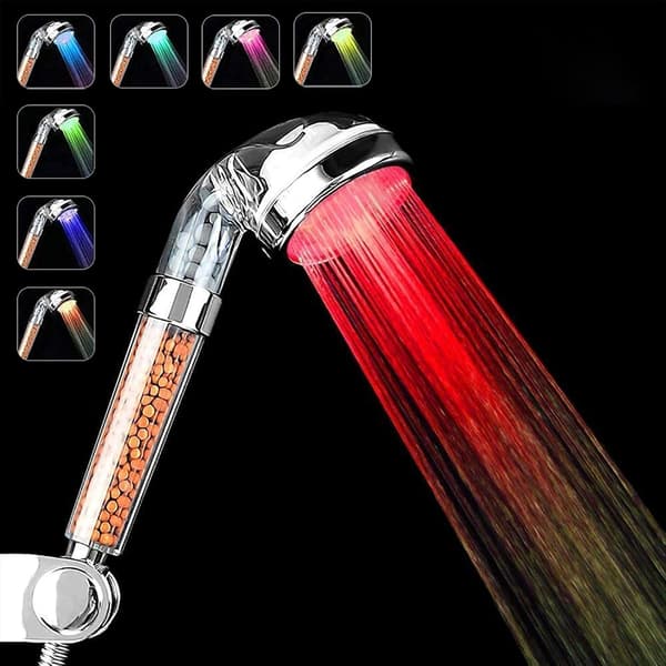 Dusjhode, 7 farger LED, baderom Spa LED dusjhode -