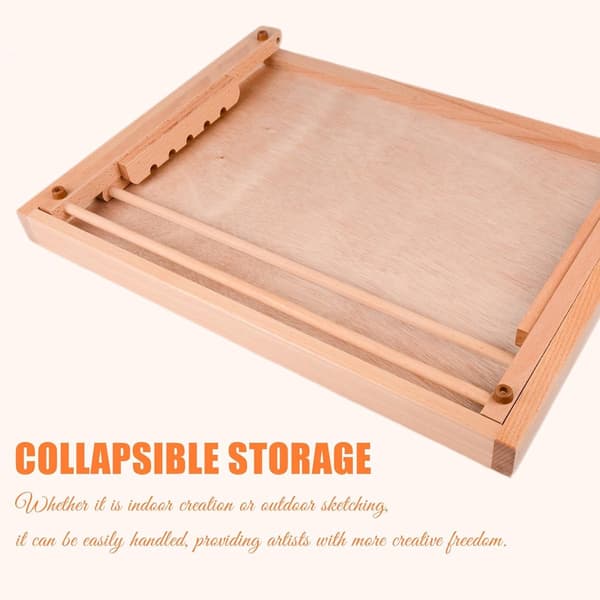 Portable Wooden Drawing Board, Desktop Easel with 4 Adjustable Angles, Foldable, Lightweight for Artists, Includes Sketchbook 30x22cm, Natural Wood