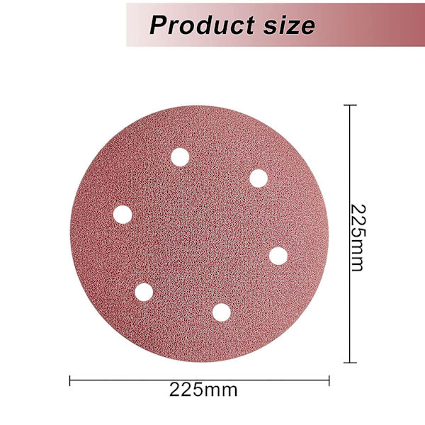 20 kpl 225 mm hiomapyöriä, 60 hiomapaperia pitkäkaulaisille hiomakoneille, kipsihiontakonille, 6 reiällä, pyöreät hiomapaperit, Senmai Tools