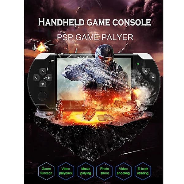 X6 4,3 tommer håndholdt spillekonsol 10000 spil 32bit 8gb understøttelse af Psp-spil/video/e-bog (sort)