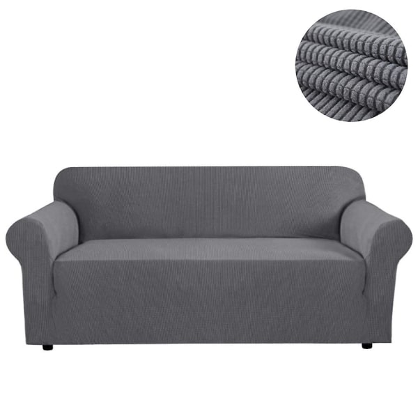 Stræk Sofa Betræk Møbelbeskytter Settee Frakke Blød Med Elastisk Bundchecks Fleece Universal Ensfarvet Sofa Betræk Lysegrå 185x235cm Light grey 185x235cm