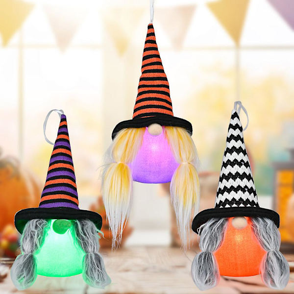 Halloween-tonttu riippuva koriste LED-valolla, käsintehty ruotsalainen Tomte, skandinaavinen tonttu puuhun, takkaan, koristeeksi