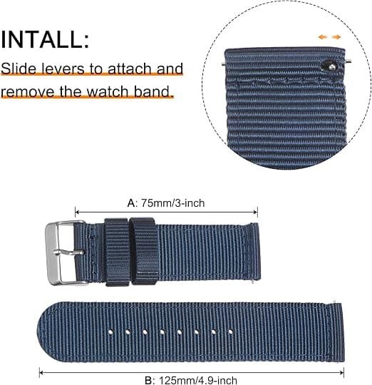 Nylon Watch Strap Durable Nylon Bracelet for Men, Universal Replaceable Canvas Watch Band