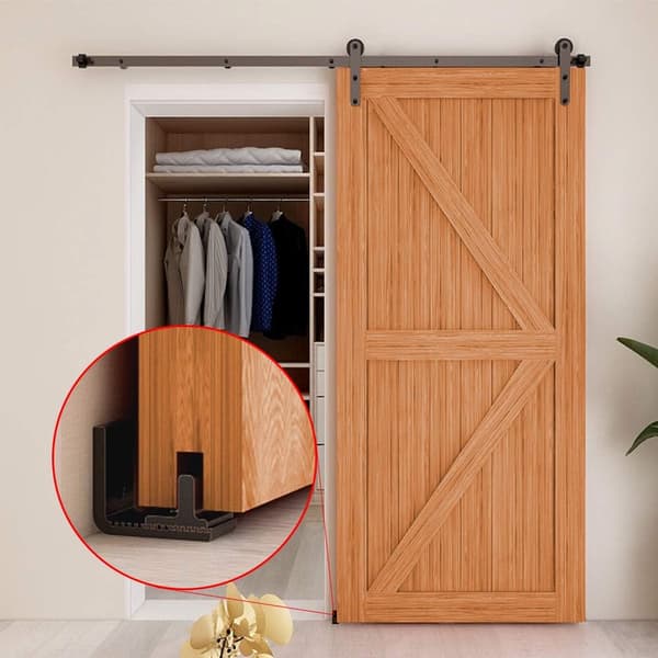 Flexible Adjustable Wall Mount Sliding Door Bottom Floor Guide, Easy Installation, Black