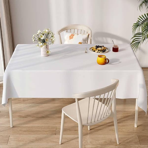 White Tablecloth - 60X102 inch Polyester Rectangular Tablecloth, for 4 ft Table in Washable Stain and Wrinkle Free, Christmas Tablecloth 153*260cm 153*260cm