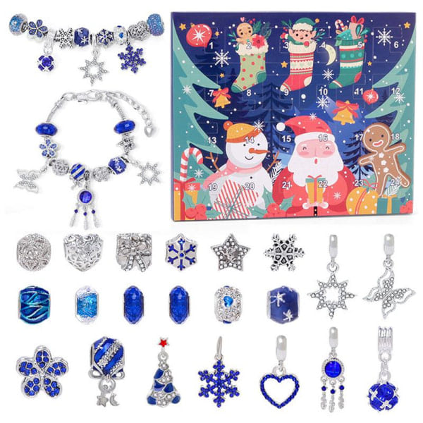 Jul Adventskalender Armbåndssæt Blå Serie Julemand 9