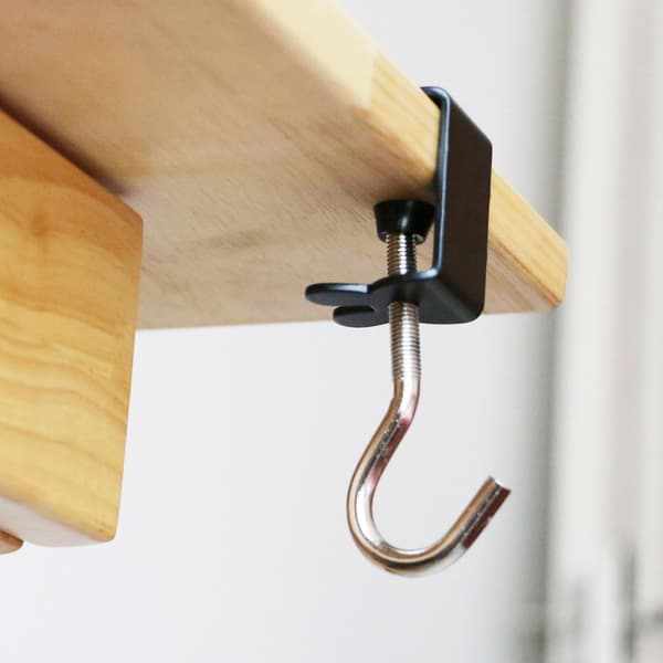 2 Heavy Duty Bag Hooks for Tables - Foldable Handbag Hanger for Desks - Rabbit Shaped (1 Black + 1 White)