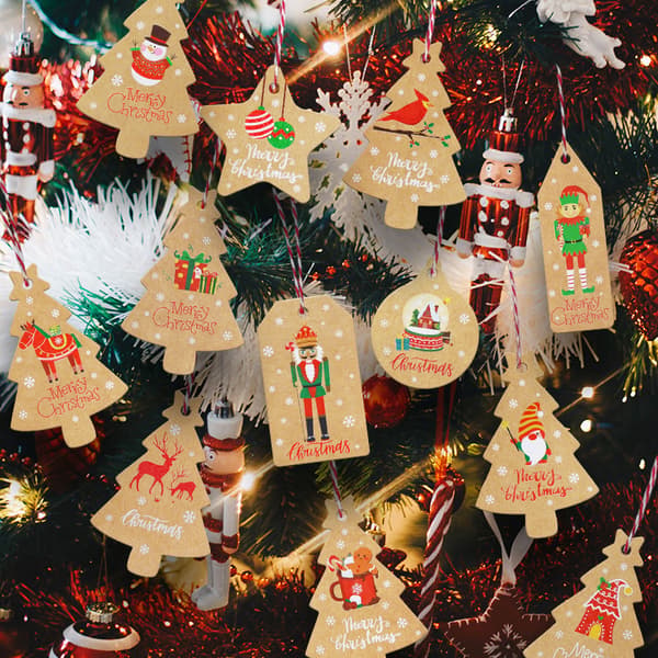 Julklappsetiketter 100 st Julklappsetiketter för presenter med 2 Tw