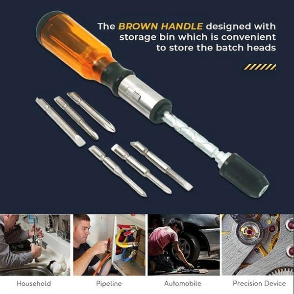 Semi-automatic Screwdriver Push Boind Holder Ratchet Screwdriver With Replaceable Bits, Ratchet Screwdriver, Pull-out Screwdriver, Semi-automatic Screw