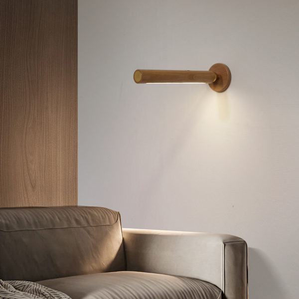 360° Roterbar Vegglampe i Tre med LED, Magnetisk USB Oppladbar Vegglampe Batteridrevet LED Nattlys for Husholdning