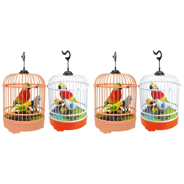 3pcs Inductive Sound Voice Control Activate Chirping Singing Bird Cage Kids Funny Toy (random Color)