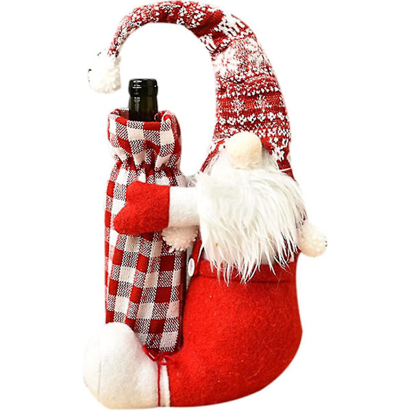 Jultomte Vinflaskskydd, Tomtar Vinflaskskydd Stickad Tyg Vinflaska Tröja Champagne Present Julbord Ornament Jul Semester