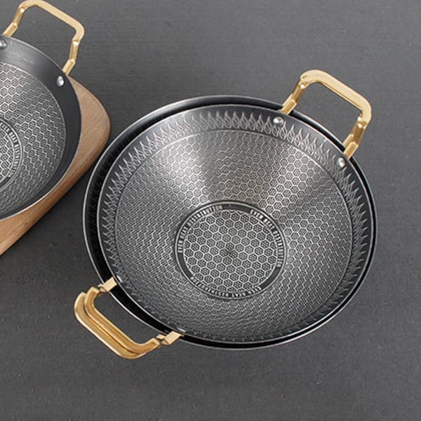 Cooking Pot Stainless Steel Dry Pot 28cm Double Handles Smooth Surface Sturdy Kitchen Hotel Use